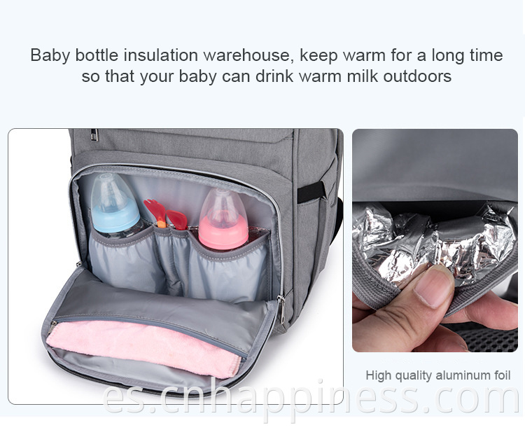 Bolsas de mochila USB personalizadas al por mayor Mommy Mum Momm Bolsas de pañales para bebés aislantes grandes plegables con estación cambiante